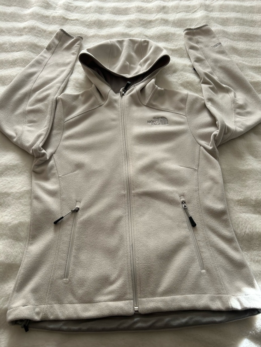 The North Face WindWall Fleece Hoodie Cream Full Zip Jacket Womens S/P.